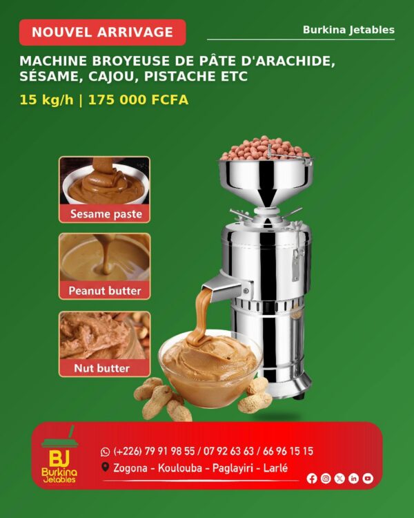 Machine Broyeuse de Pâte d'Arachide, Sésame, Cajou, Pistache