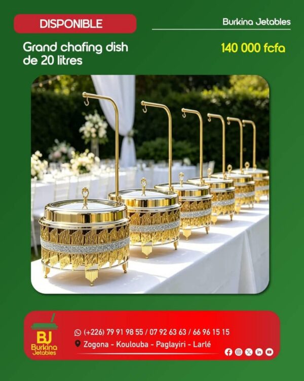 Grand chafing dish de 20 litres