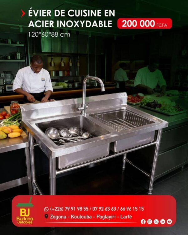 Evier de cuisine en acier inoxydable
